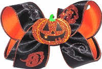Large Halloween Bow with Glitter Pumpkin